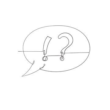 recommend clip art: bubble speech with exclamation and question mark illustration vector in continuous line drawing