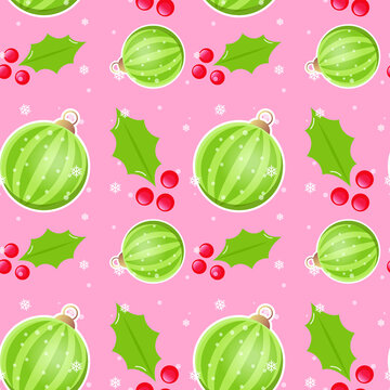 Creative Christmas Lamp Green And Red Fruit Background Pattern