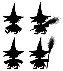 Short Witch Silhouette Pose Set
