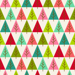 Colorful christmas tree seamless pattern.