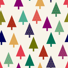 Colorful christmas tree seamless pattern.