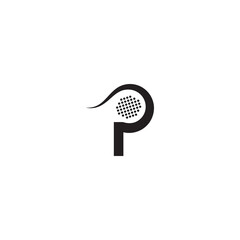 Padel Racket P letter logo design vector template Easy to customize