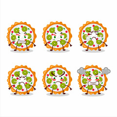 Fruit tart cartoon character with various angry expressions