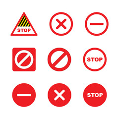 Traffic sign stop set. flat illustration of Not Allowed vector icon. with color choices and variations. icon for web, mobile and other. vector