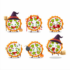 Halloween expression emoticons with cartoon character of fruit tart