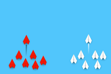 Two groups of rockets Concept of business competition between two organizations.