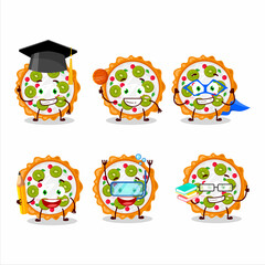 School student of fruit tart cartoon character with various expressions