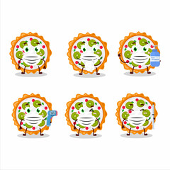 A picture of fruit tart cartoon design style keep staying healthy during a pandemic