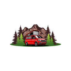 camper van illustration isolated vector © winana