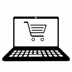 Online shopping icon. Online shop on laptop screen vector