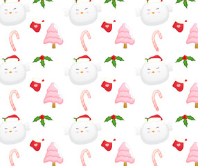 Cute chicken with santa hat happy christmas day patterns
