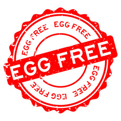 Grunge red egg free word round rubber seal stamp on white background