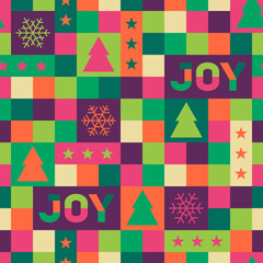 Abstract elements with square seamless pattern for christmas celebration.
