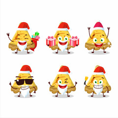 Santa Claus emoticons with slice of custard tart cartoon character