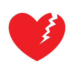 broken heart illustration. can be used for logos, icons and symbols. vector set. 