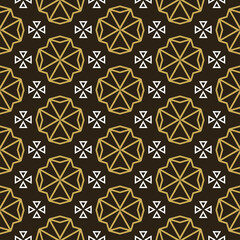 Background pattern with simple geometric elements on a black background for your design. Seamless background for wallpaper, textures. Vector illustration.