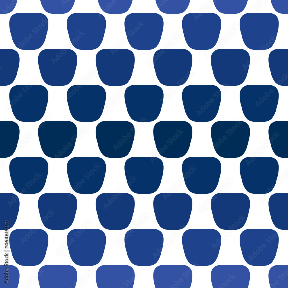 Poster Blue shapes in a row. Vector with seamless repeating shapes.