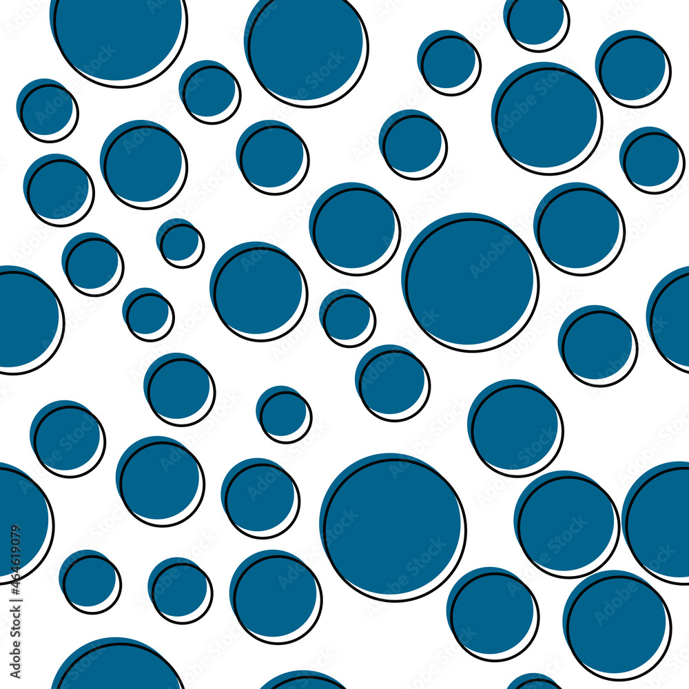 Poster Blue simple bubbles. Seamless vector with round bubbles that repeat.