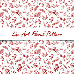 Luxury line art floral seamless pattern background