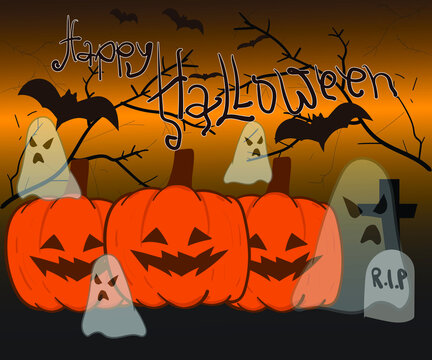 halloween background with hand drawing style