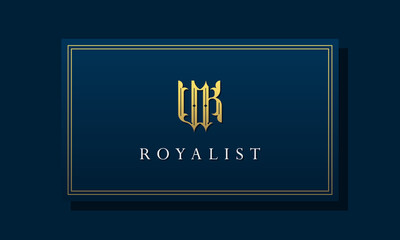 Royal vintage intial letter UK logo.