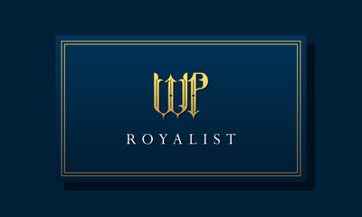 Royal vintage intial letter WP logo.