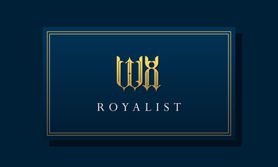 Royal vintage intial letter WX logo.