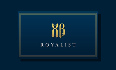 Royal vintage intial letter XB logo.