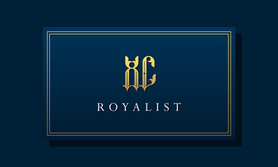 Royal vintage intial letter XC logo.