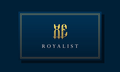 Royal vintage intial letter XE logo.
