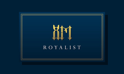 Royal vintage intial letter XM logo.