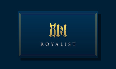 Royal vintage intial letter XN logo.
