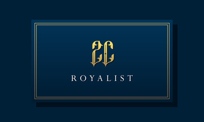 Royal vintage intial letter ZC logo.