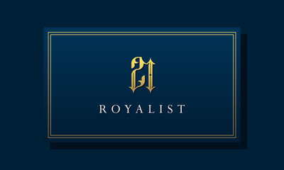 Royal vintage intial letter ZI logo.