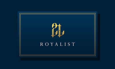 Royal vintage intial letter ZL logo.