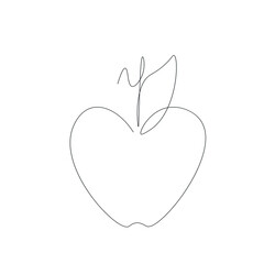 Fototapeta premium Apple fruit line drawing vector illustration
