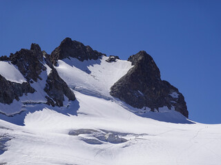Several roped parties on a glacier in La Meije. La Grave and Brian&ccedil;on