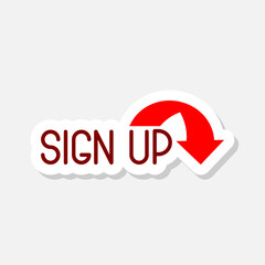 Sign up icon sticker isolated on white background