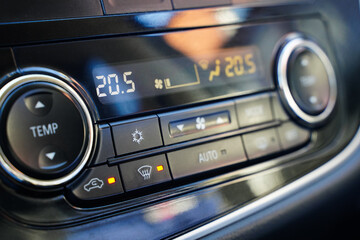 Fototapeta premium Temperature button and climate control in a car.
