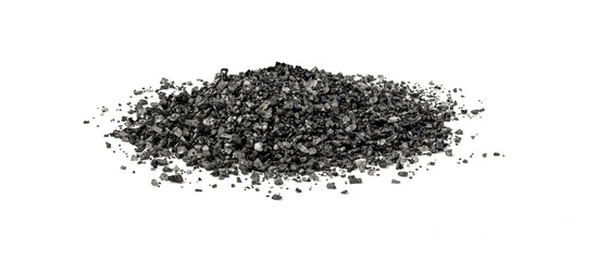 Hawaiian black lava sea salt isolated on white