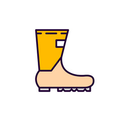 Rain boots autumn protective rubber shoes. Pixel perfect, editable stroke colorful line art icon