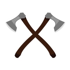 crossed medieval axe symbol vector design