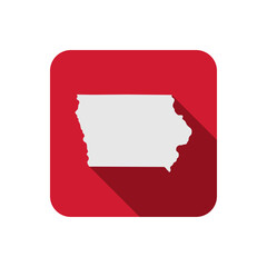 Iowa state square map with long shadow