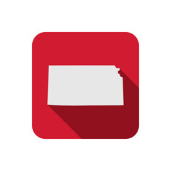 Kansas state square map with long shadow