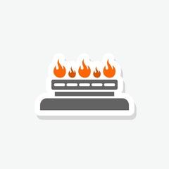 Kitchen gas stove flat sticker icon
