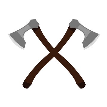 crossed medieval axe symbol vector design