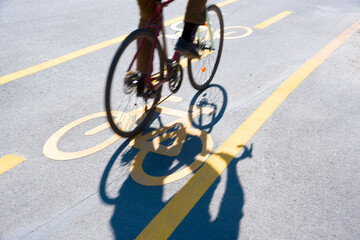 Fototapeta na wymiar Bicycle lane, cyclist