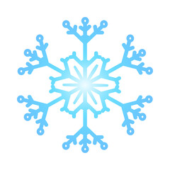 Snowflake isolated on white background. Blue crystal snowflake icon. Winter, cold, christmas and new year symbol. Weather forecast sign. Fridge, cooler or refrigerator pictogram. Vector illustration