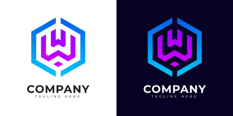 Initial letter w logo vector design template. Modern gradient style w logo design.