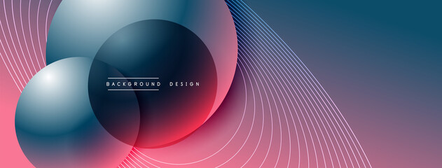 Gradient circles with shadows. Vector techno abstract background. Modern overlapping forms wallpaper background, design template